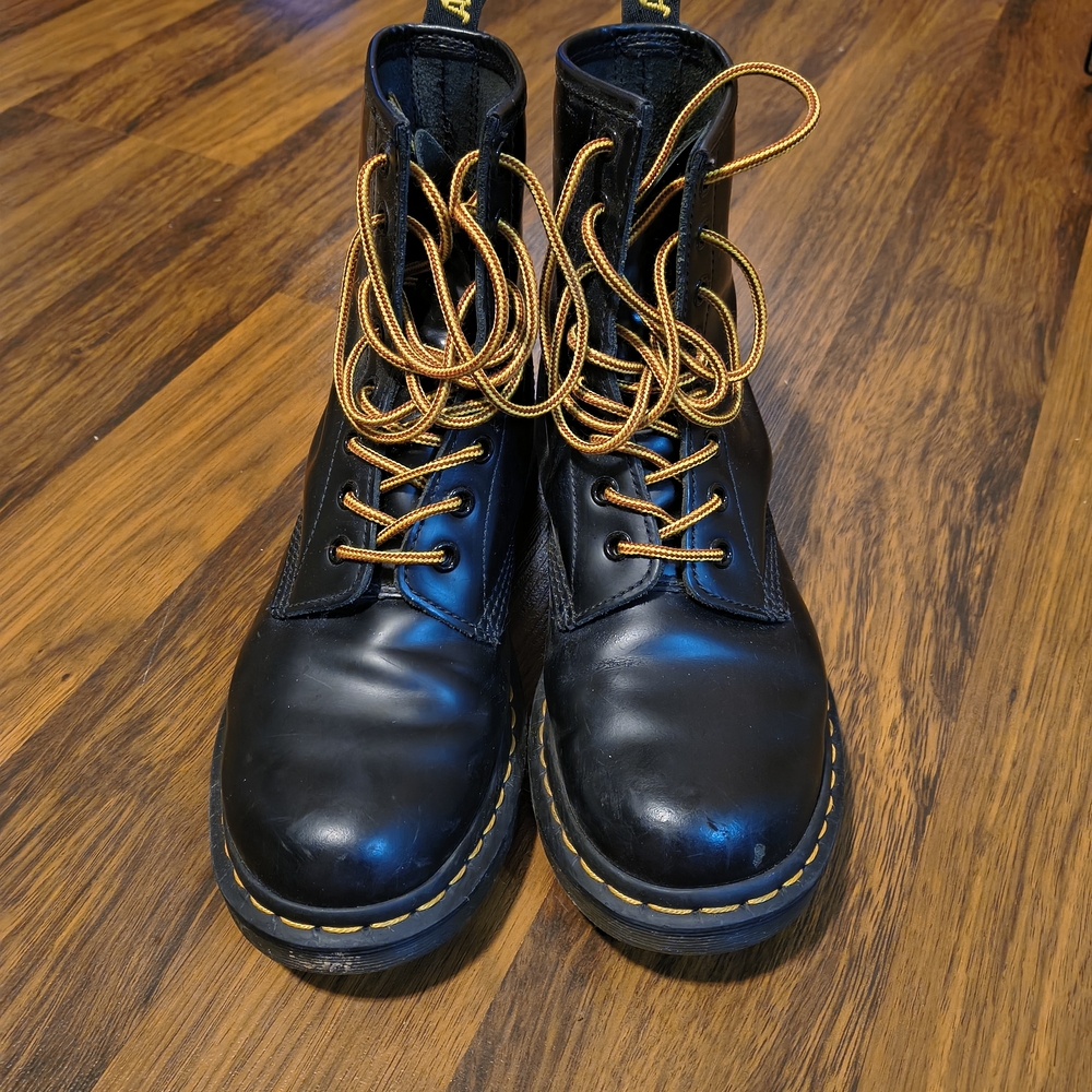 Dr. Martens Black Boots with Gold Laces